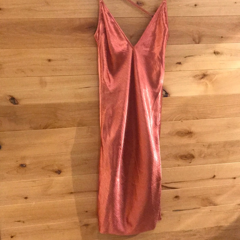 Express coral satin dress! Great for summer
